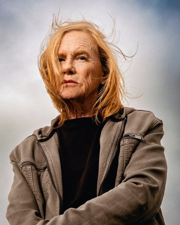 Amy Madigan as herself, the actress behind Aunt Gladys in Weapons