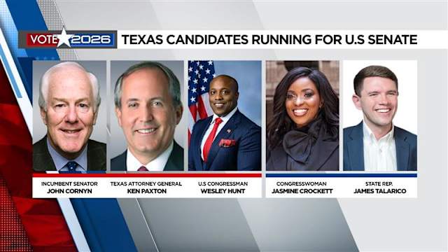 Texas U.S. Senate candidates 2026: Cornyn, Paxton, Hunt, Crockett, Talarico